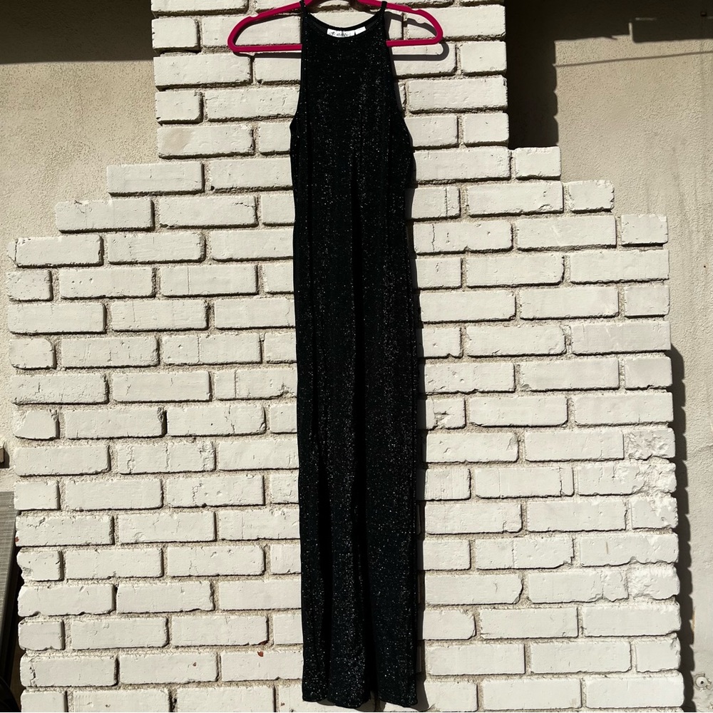 NWT Vtg Metamorphosis Striped Sparkle Maxi Dress in Black - Size Medium